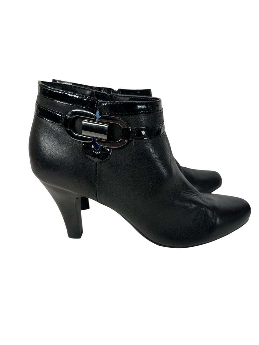 Sofft Classic Black Ankle Booties Heel Buckle Detail Dress Boots Office Size 10